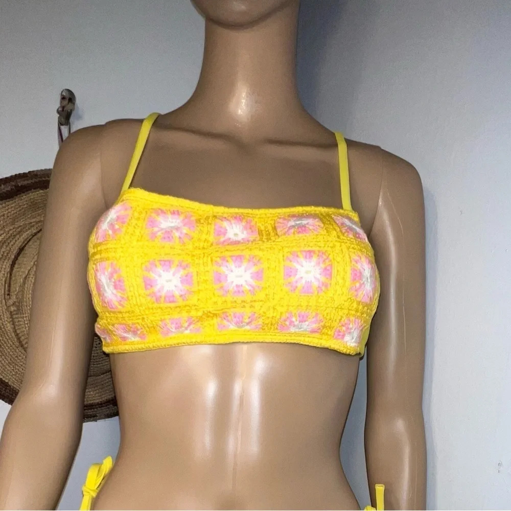 Wild fable, XS crochet knit tube,‎ bikini crisscross, adjustable string top